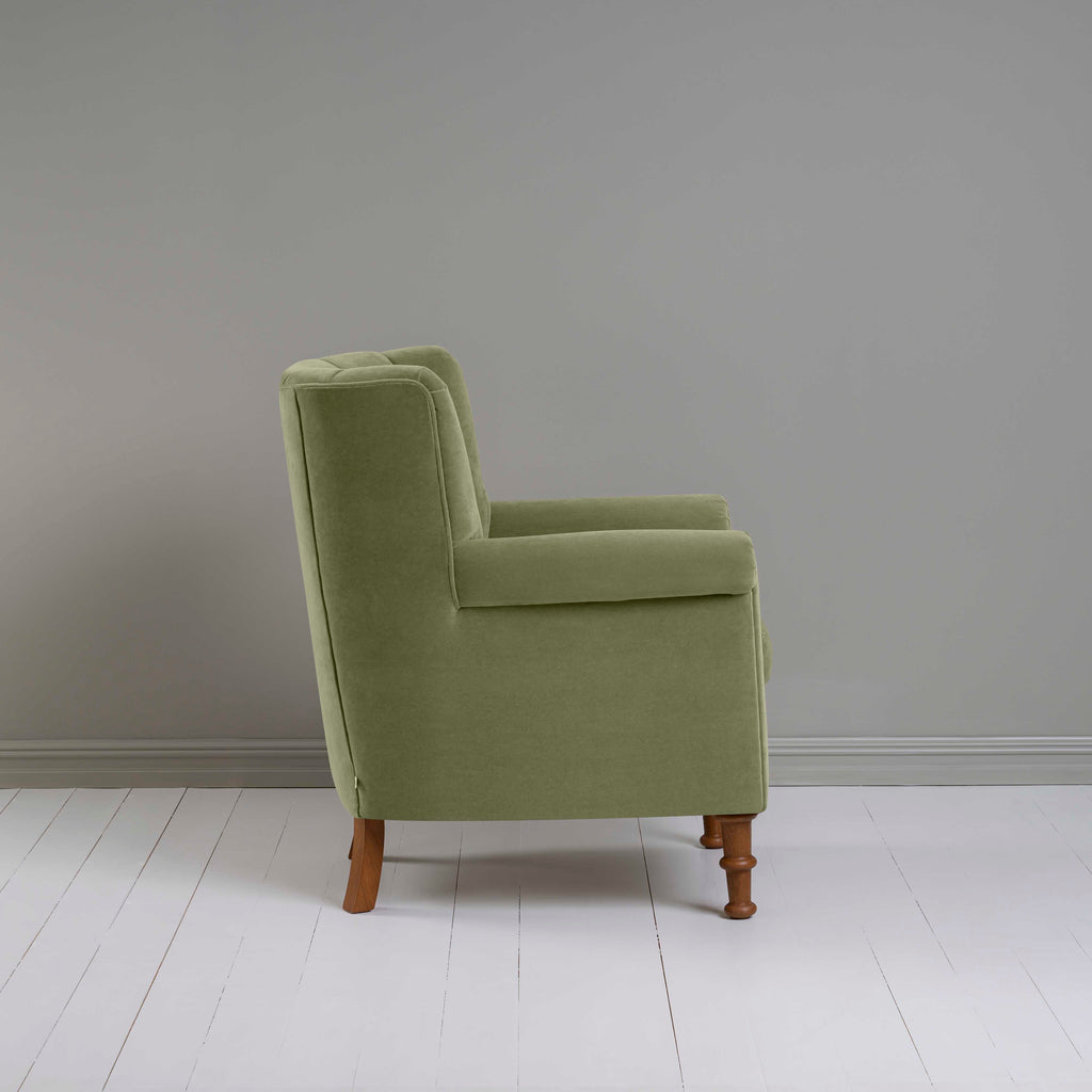 Time Out Armchair in Intelligent Velvet Green Tea Side View - NiX