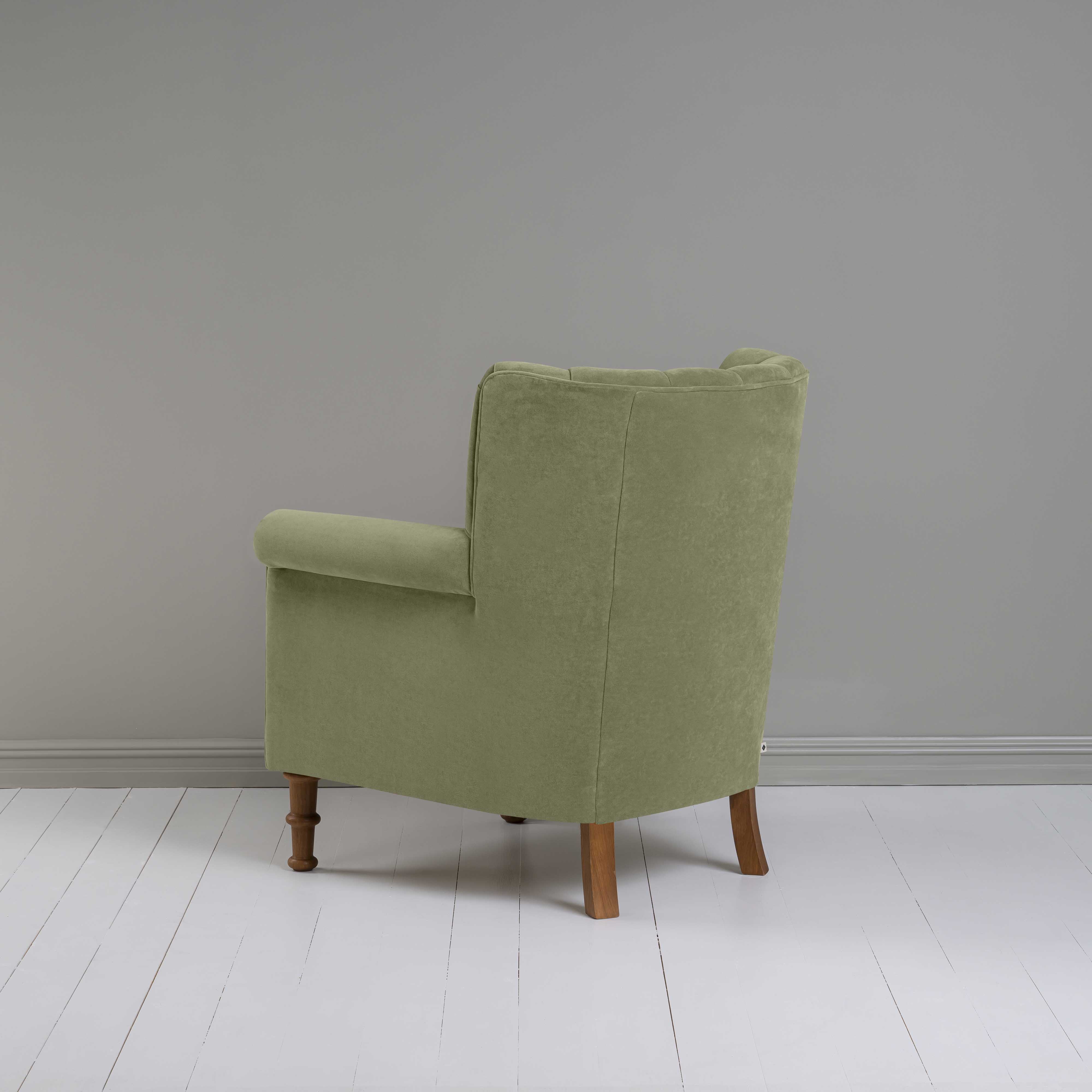 Time Out Armchair in Intelligent Velvet Green Tea, Back View - NiX