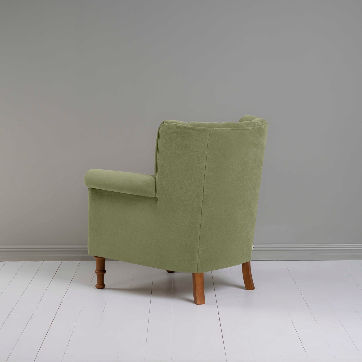 Time Out Armchair in Intelligent Velvet Green Tea, Back View - NiX