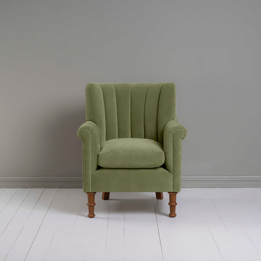 Time Out Armchair in Intelligent Velvet Green Tea Front View - NiX