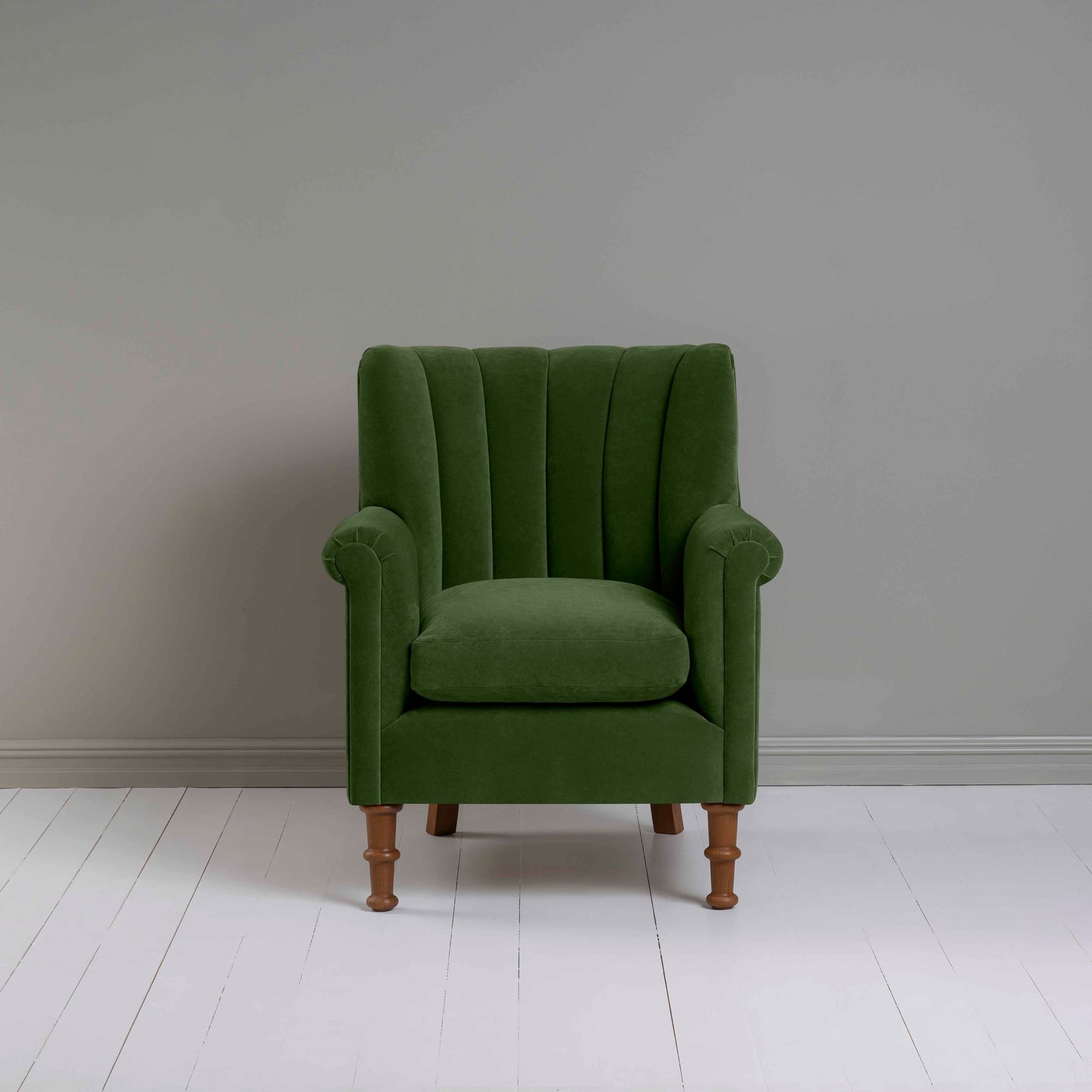 Time Out Armchair in Intelligent Velvet Juniper Front View - NiX