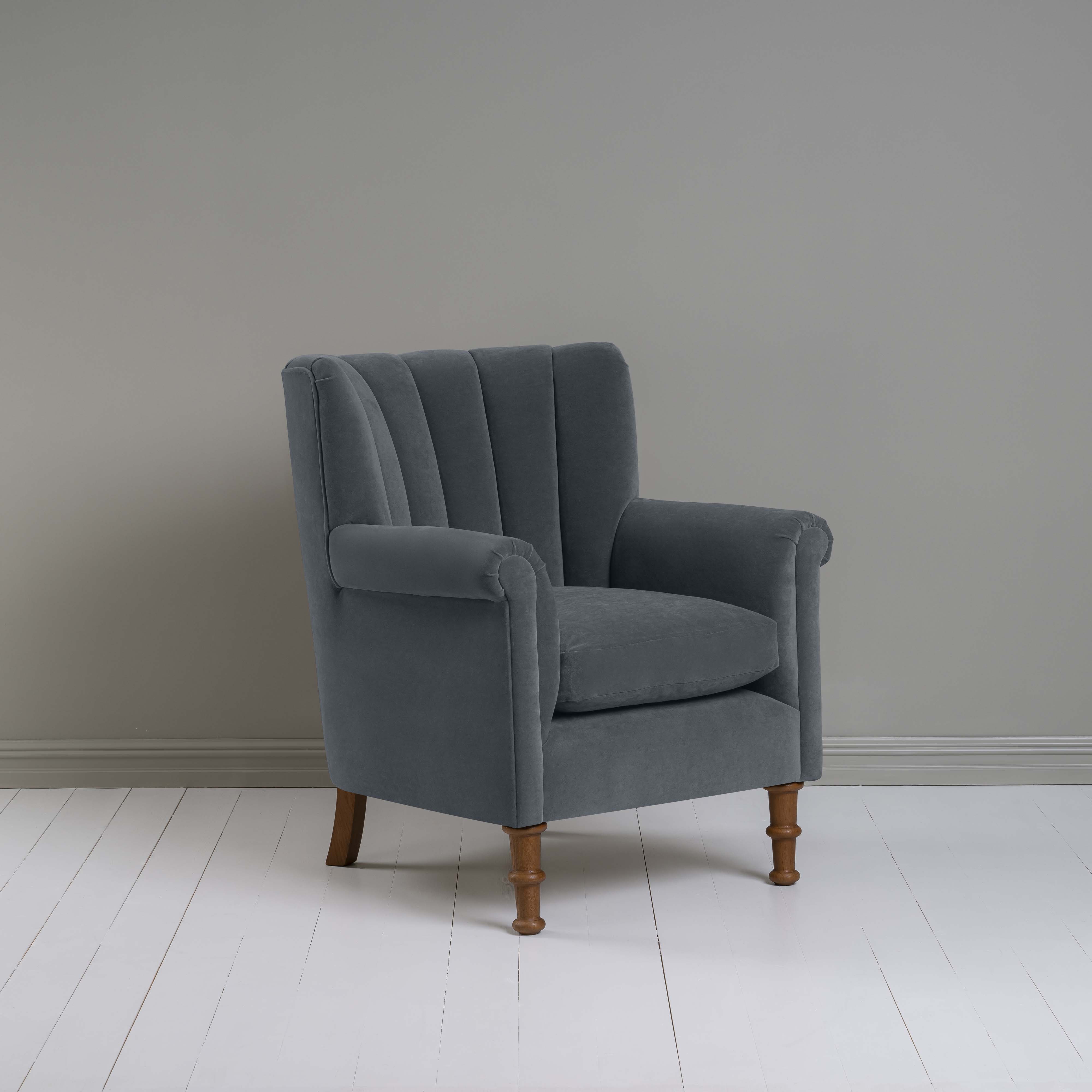  Time Out Armchair in Intelligent Velvet Mercury 