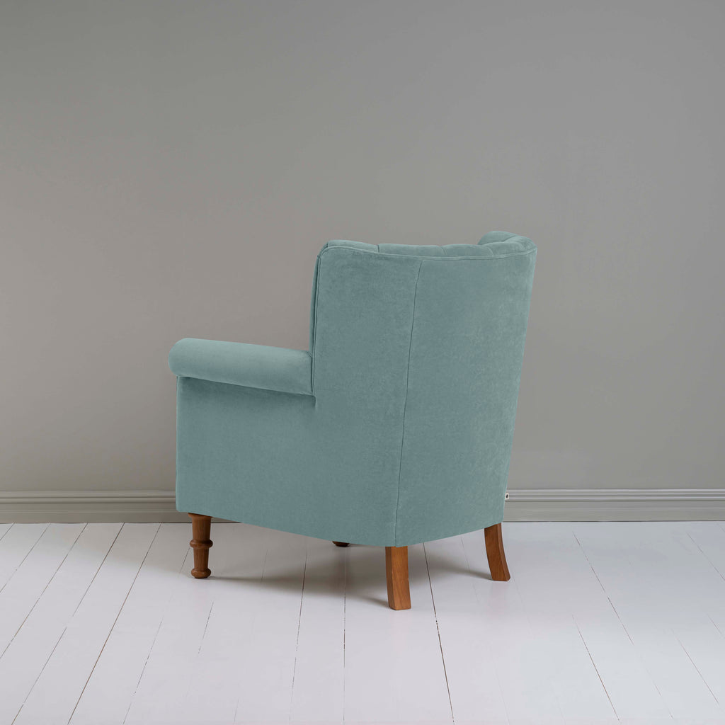 Time Out Armchair in Intelligent Velvet Mineral, Back View - NiX