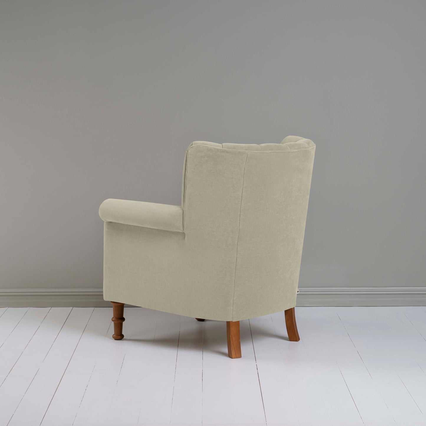 Time Out Armchair in Intelligent Velvet Moonstone, Back View - NiX