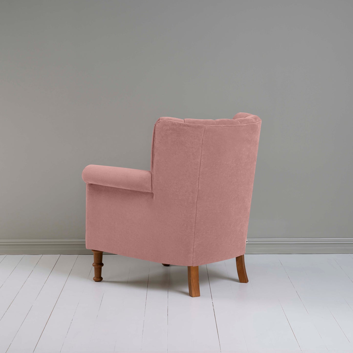 Time Out Armchair in Intelligent Velvet Rose, Back View - NiX