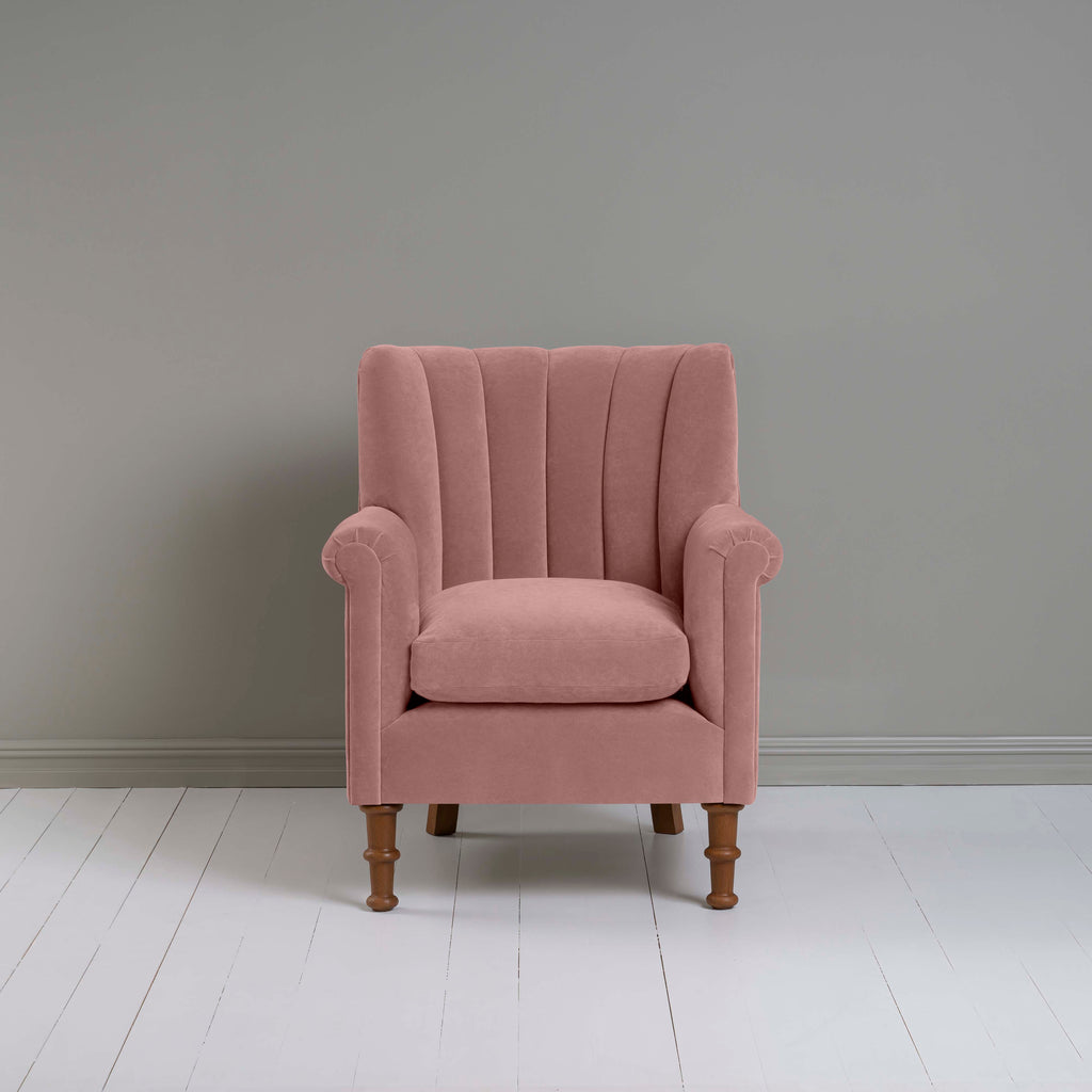 Time Out Armchair in Intelligent Velvet Rose, Front View - NiX