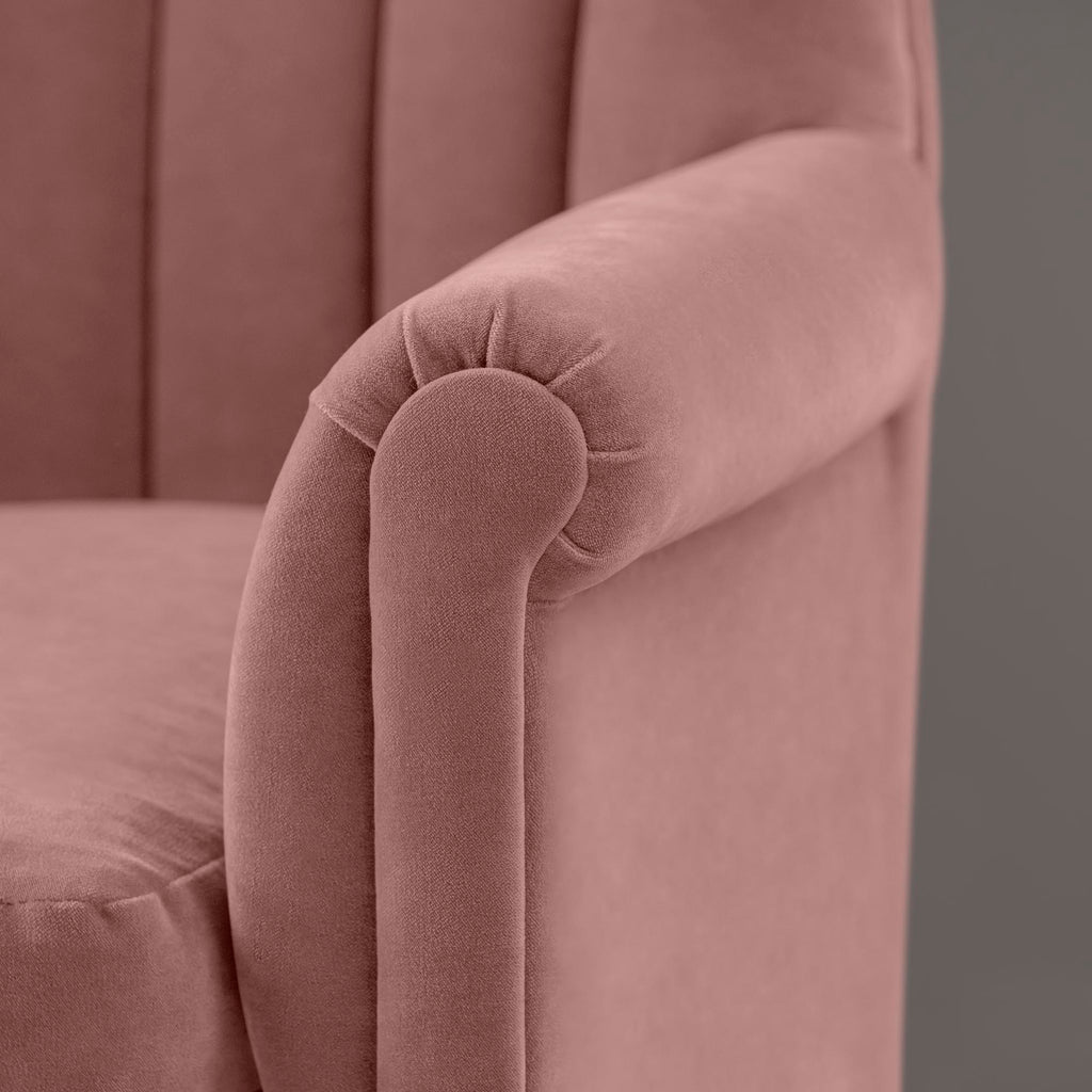 Time Out Armchair in Intelligent Velvet Rose, Arm Design Closeup - NiX
