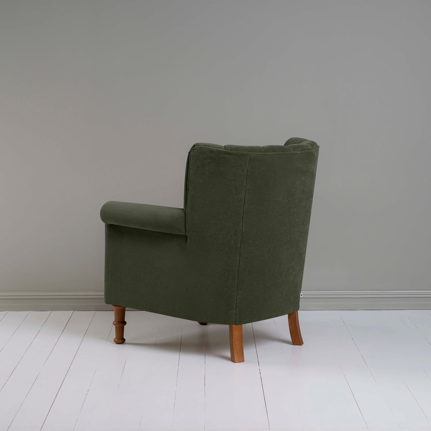 Time Out Armchair in Intelligent Velvet Seaweed, Back View - NiX
