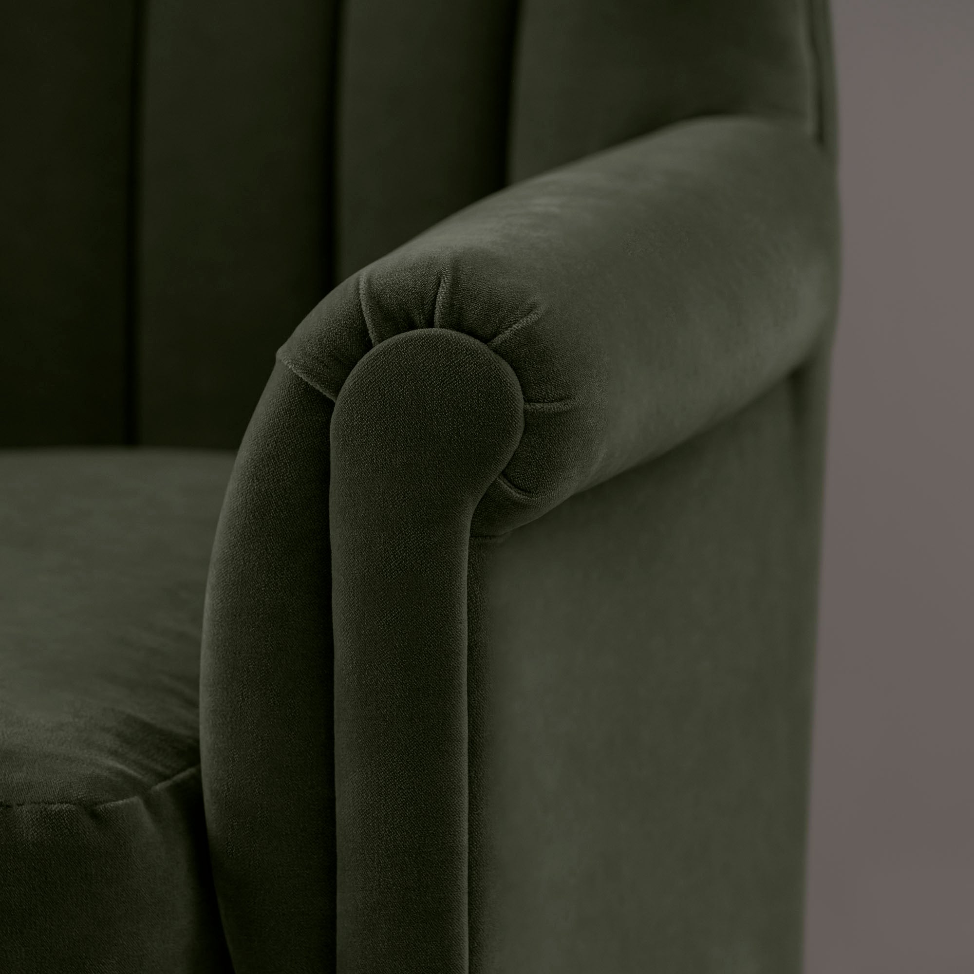 Time Out Armchair in Intelligent Velvet Seaweed, Arm Closeup Design - NiX