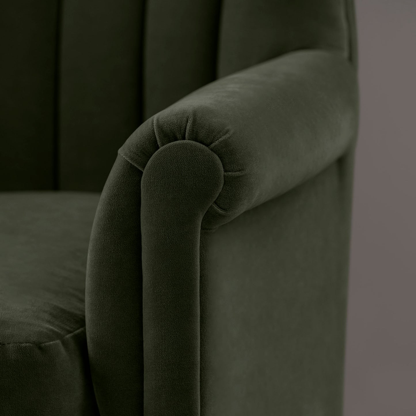 Time Out Armchair in Intelligent Velvet Seaweed, Arm Closeup Design - NiX