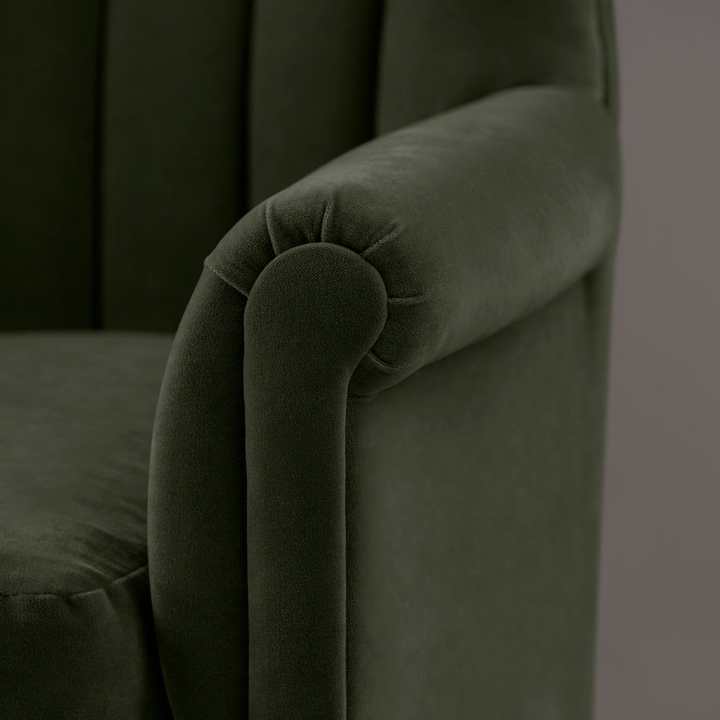 Time Out Armchair in Intelligent Velvet Seaweed, Arm Closeup Design - NiX