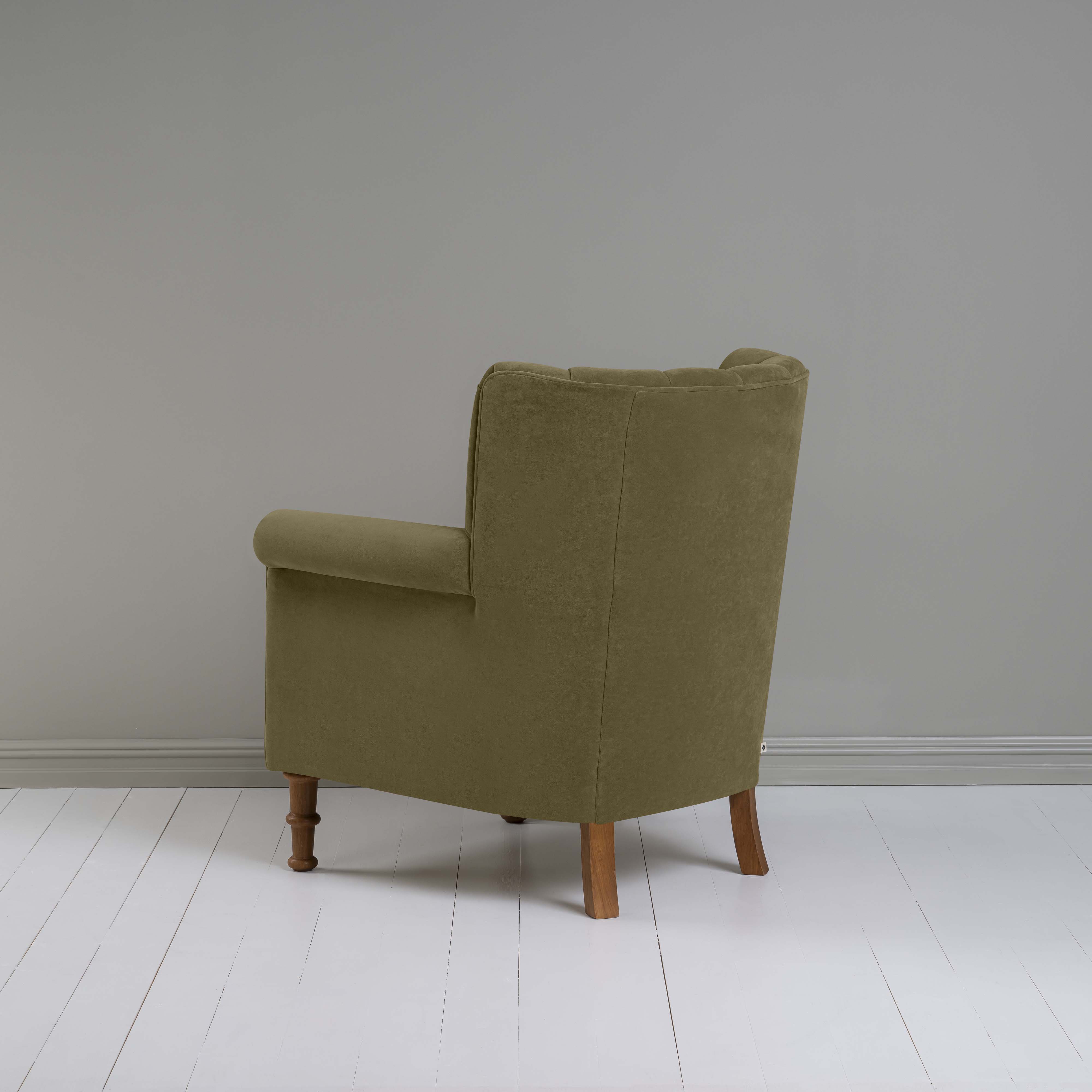 Time Out Armchair in Intelligent Velvet Sepia, Back View - NiX