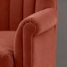 Time Out Armchair in Intelligent Velvet Sienna, Arm Design Closeup - NiX