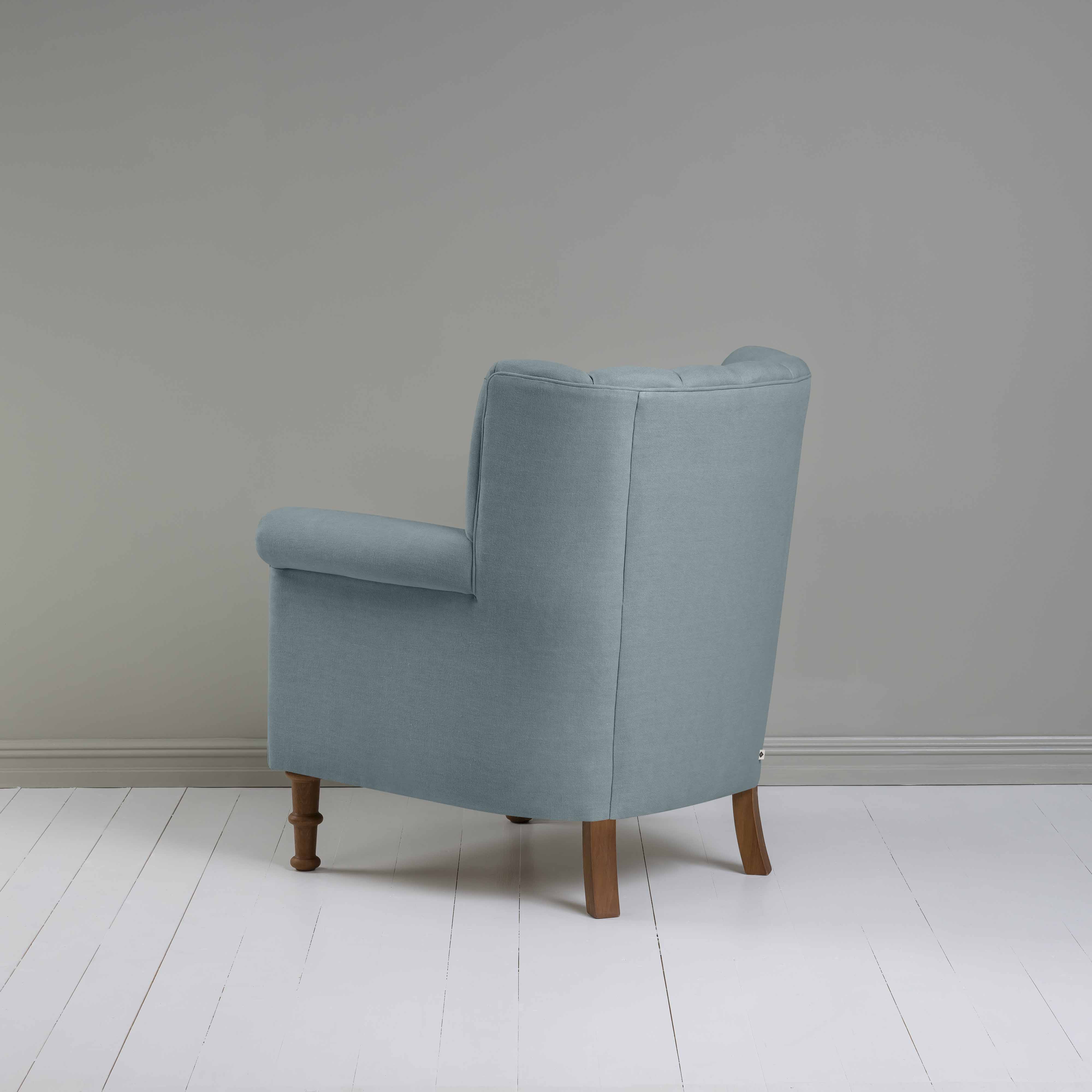 Time Out Armchair in Laidback Linen Cerulean, Back View - NiX