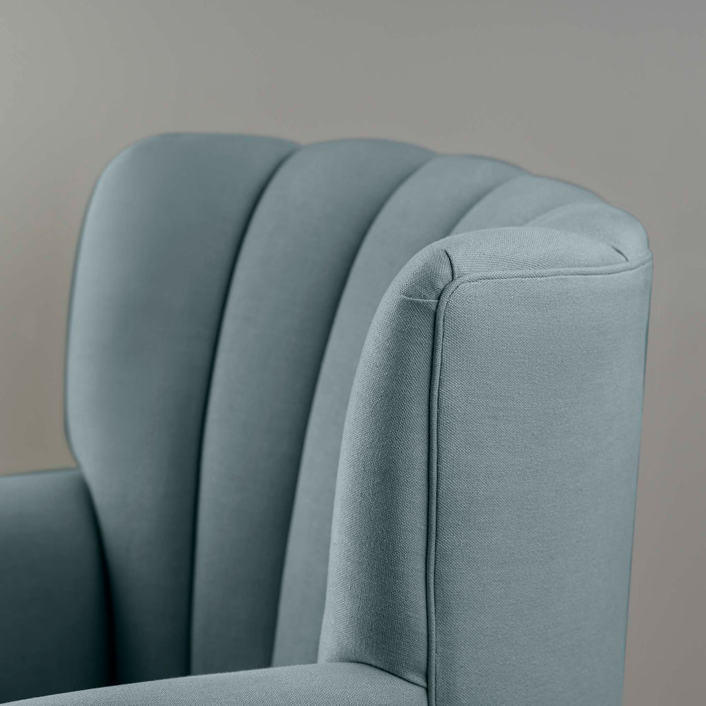 Time Out Armchair in Laidback Linen Cerulean, High Back Design Closeup - NiX