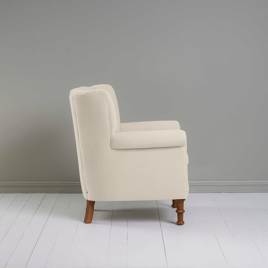 Time Out Armchair in Laidback Linen Dove, Side View - NiX