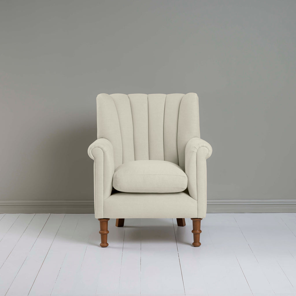 Time Out Armchair in Laidback Linen Dove, Front View - NiX