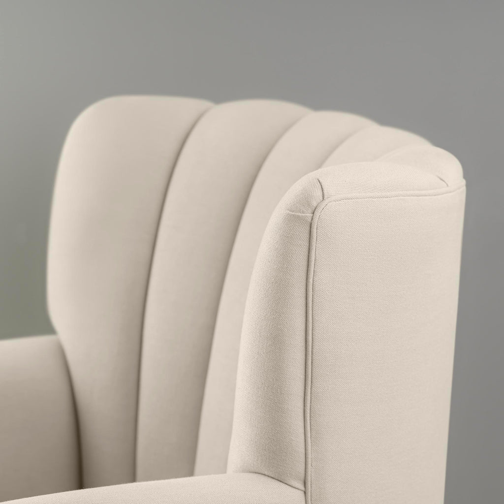 Time Out Armchair in Laidback Linen Dove, High Back Design Closeup - NiX