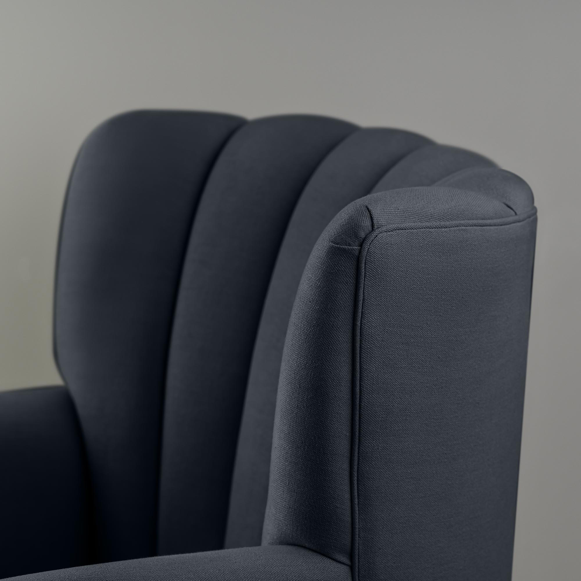 Time Out Armchair in Laidback Linen Midnight, High Back Design Closeup - NiX