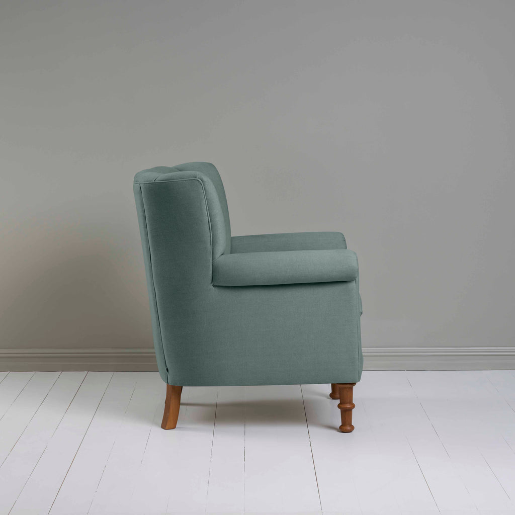 Time Out Armchair in Laidback Linen Mineral, Side View - NiX