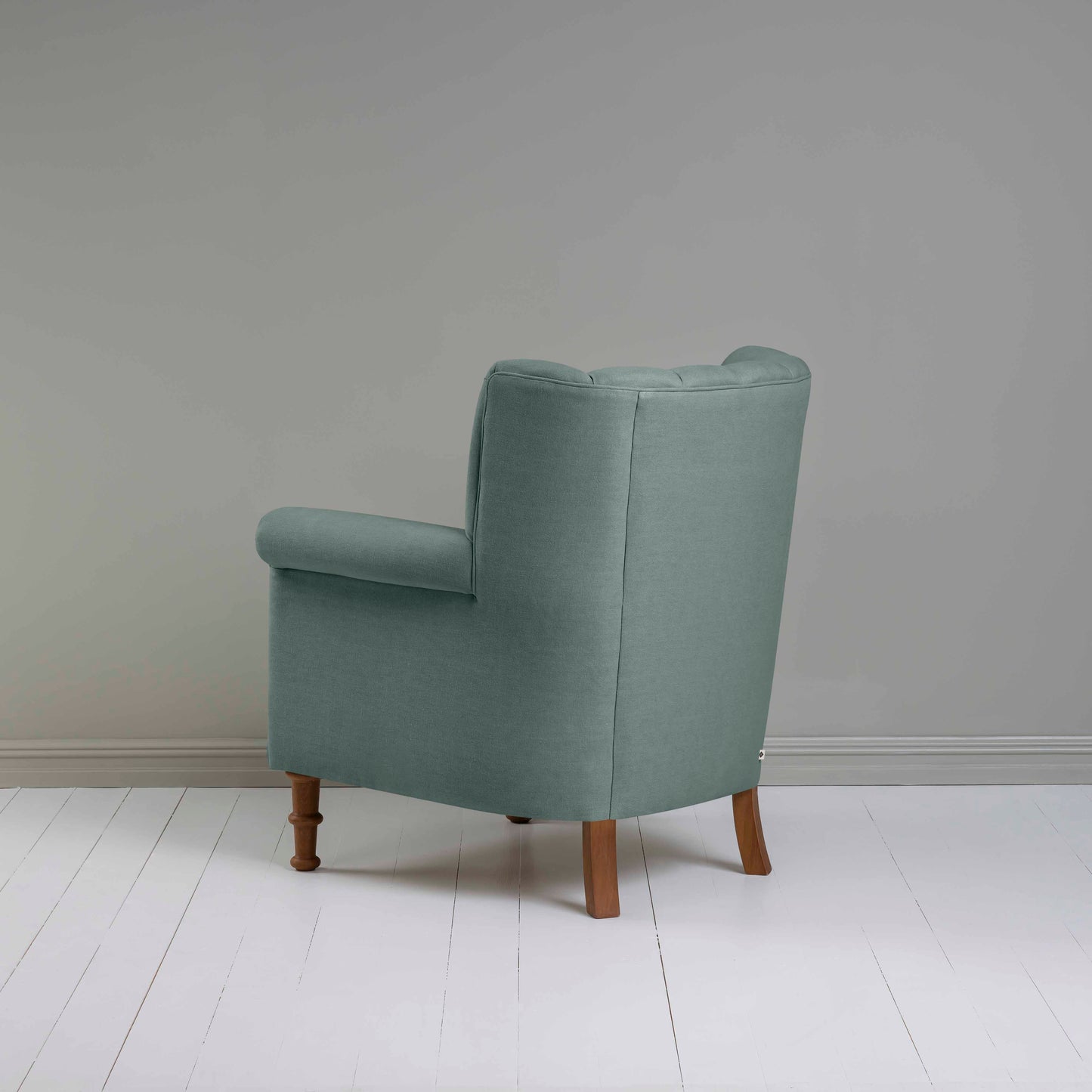 Time Out Armchair in Laidback Linen Mineral, Back View - NiX