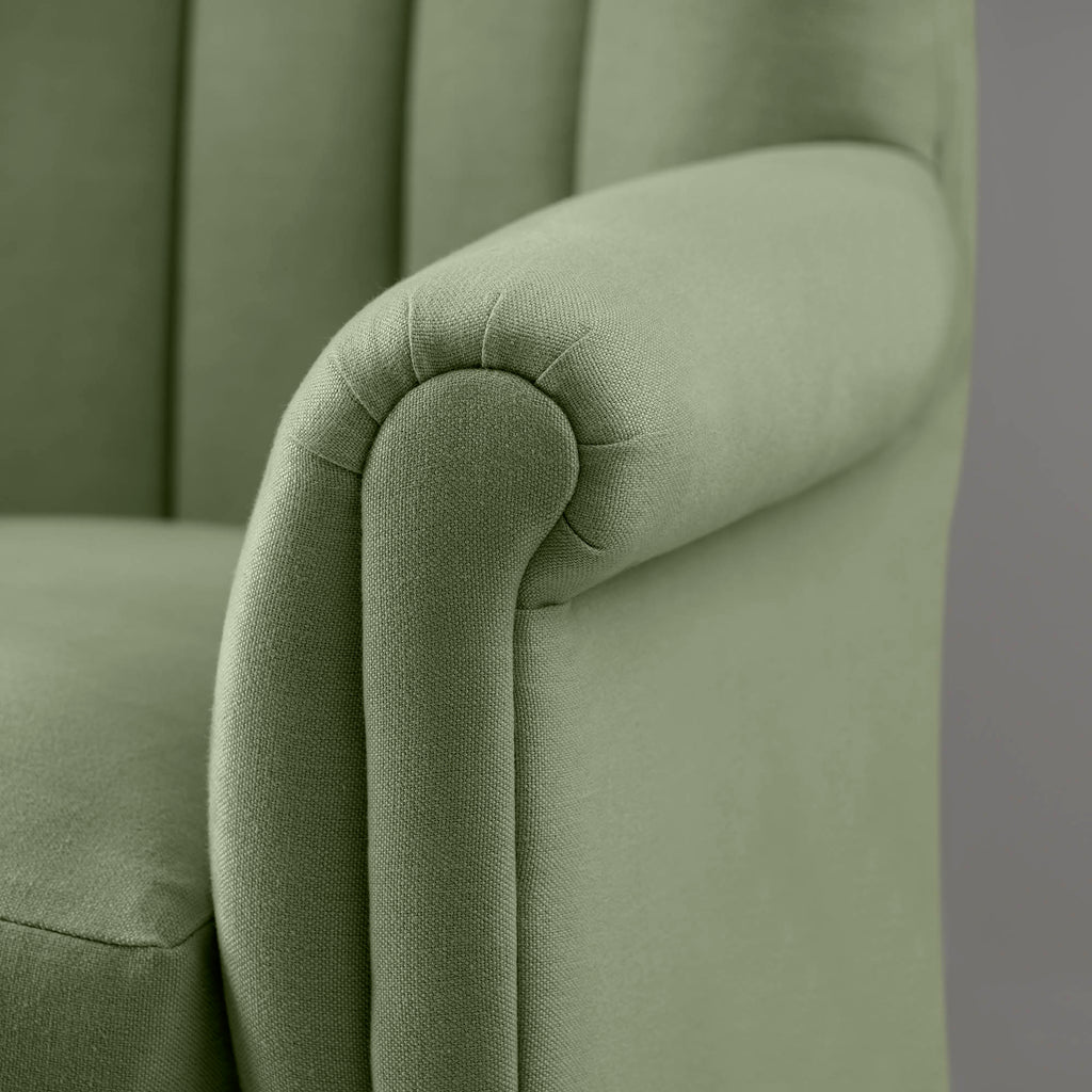 Time Out Armchair in Laidback Linen Moss, Arm Closeup Design - NiX