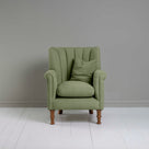 Time Out Armchair in Laidback Linen Moss, Front View With Matching Cushion - NiX