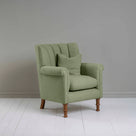 Time Out Armchair in Laidback Linen Moss, Side View With Matching Cushion - NiX