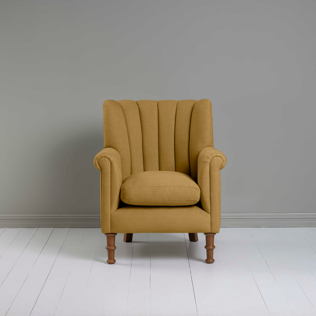 Time Out Armchair in Laidback Linen Ochre, Front View - NiX