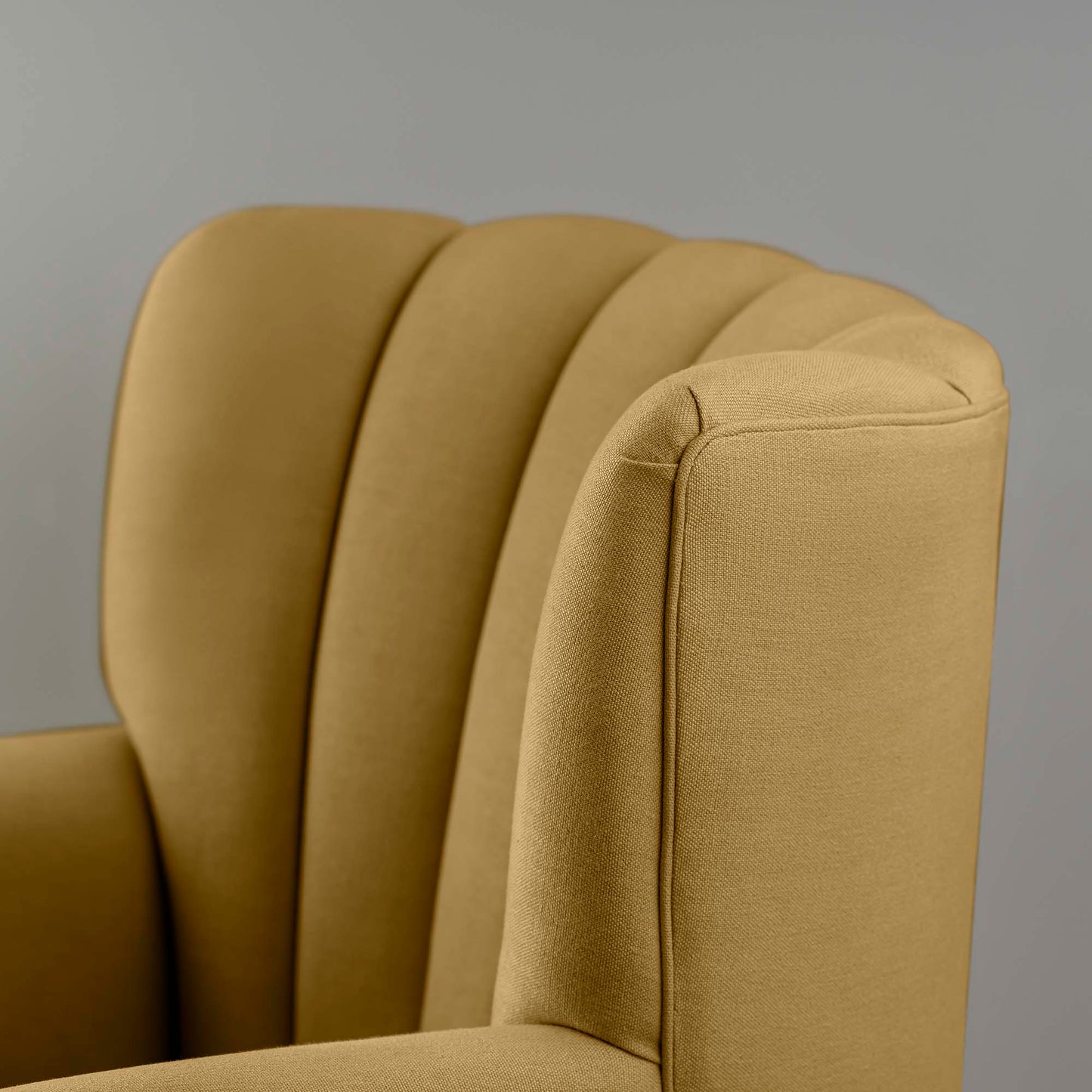 Time Out Armchair in Laidback Linen Ochre, High Back Design Closeup - NiX