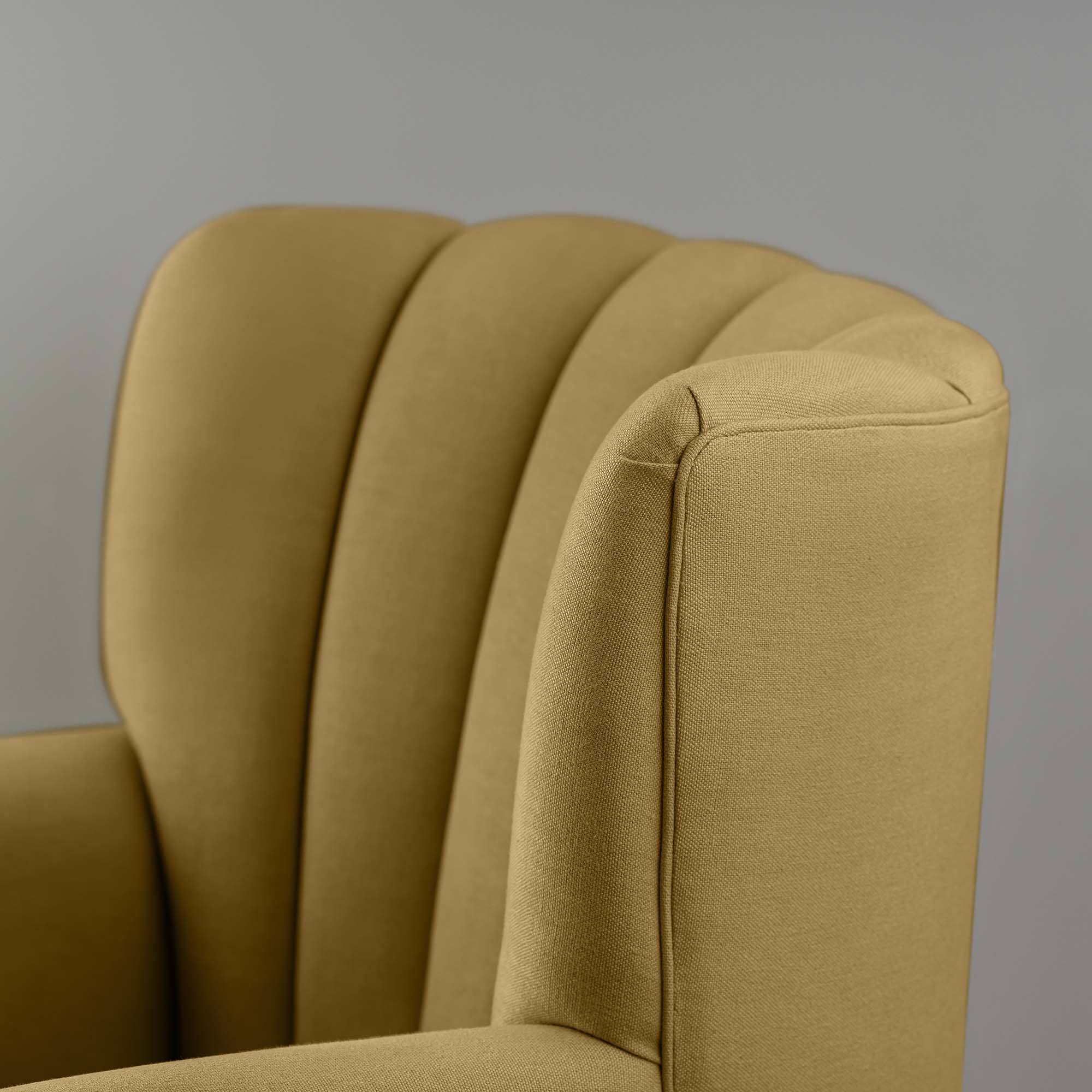 Time Out Armchair in Laidback Linen Ochre, High Back Design Closeup - NiX