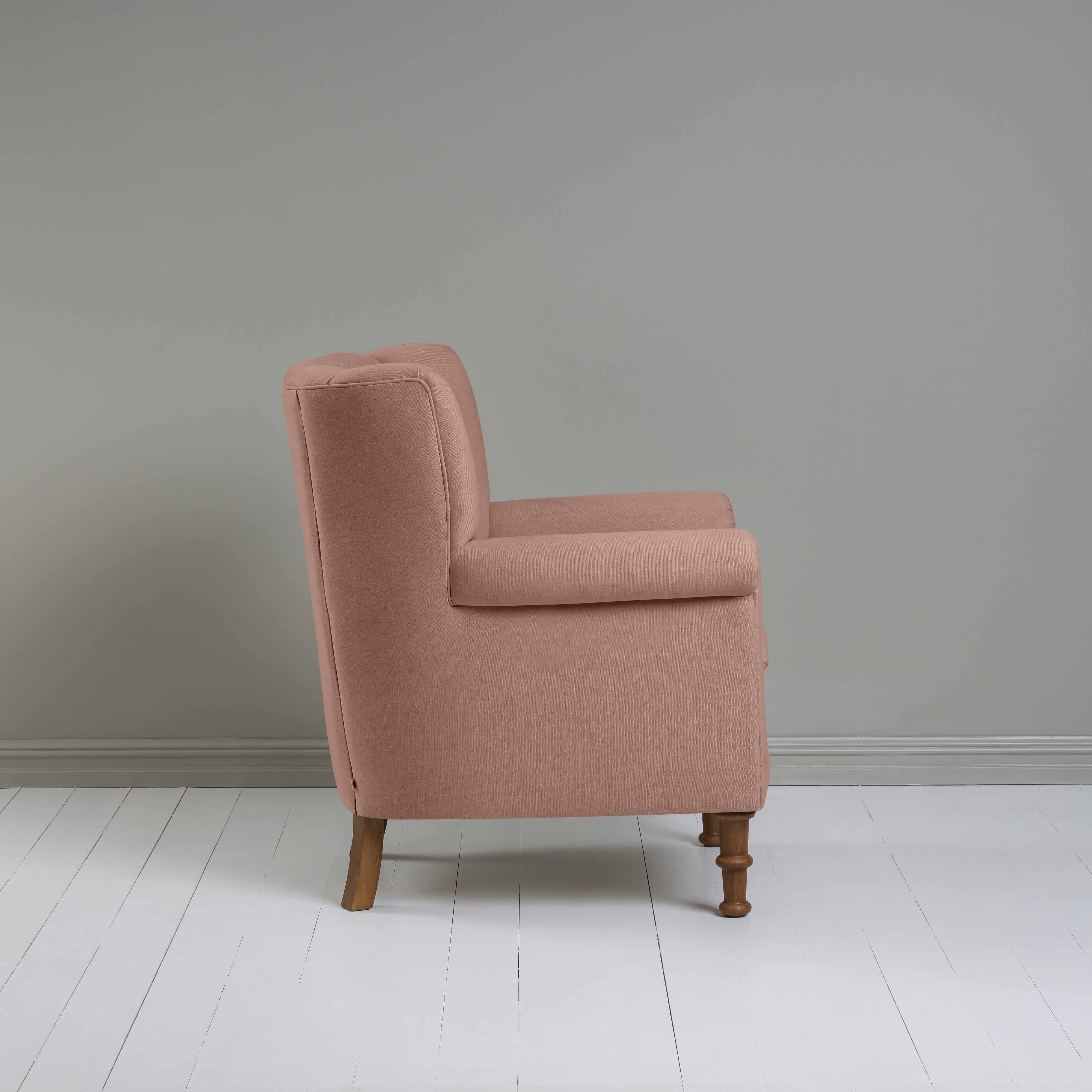 Time Out Armchair in Laidback Linen Roseberry, Side View - NiX
