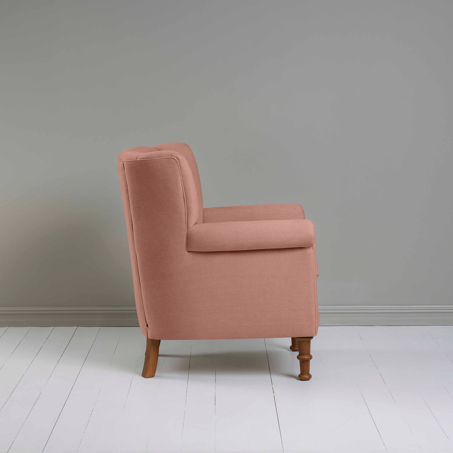 Time Out Armchair in Laidback Linen Roseberry, Side View - NiX