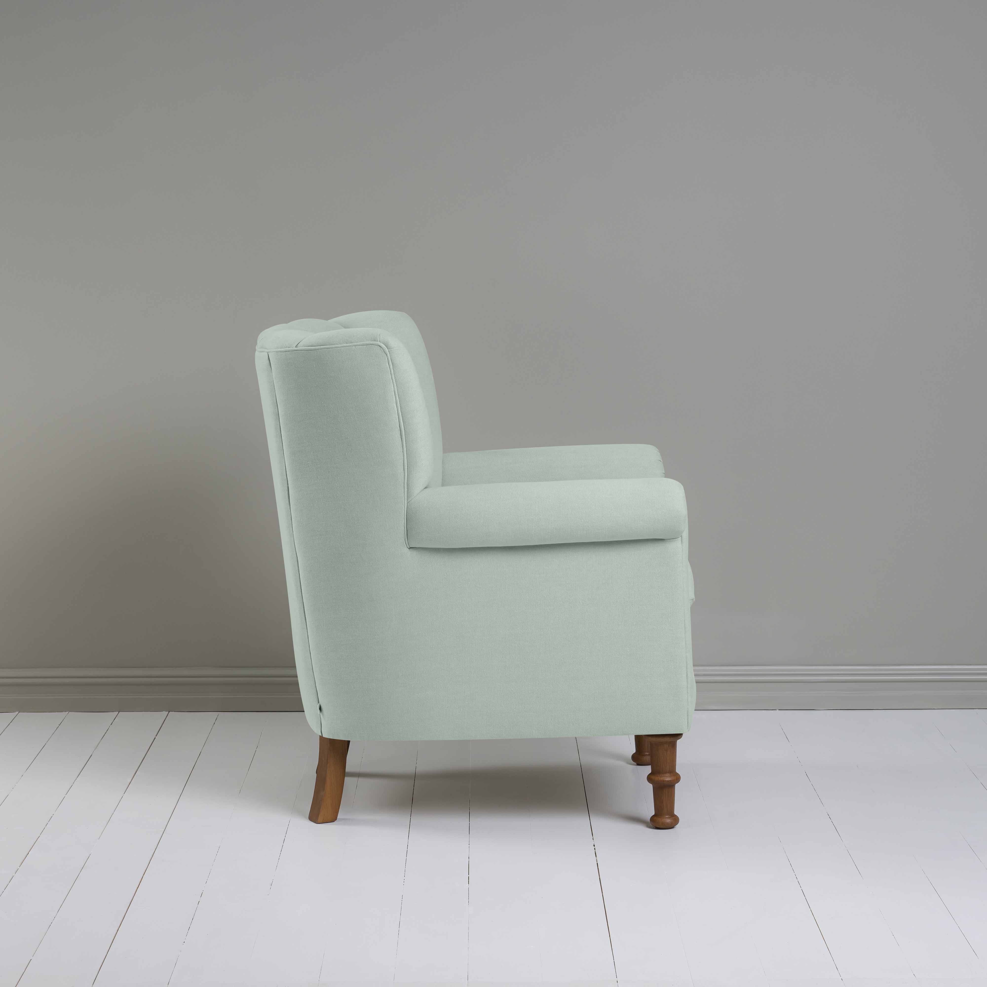 Time Out Armchair in Laidback Linen Sky, Side View - NiX