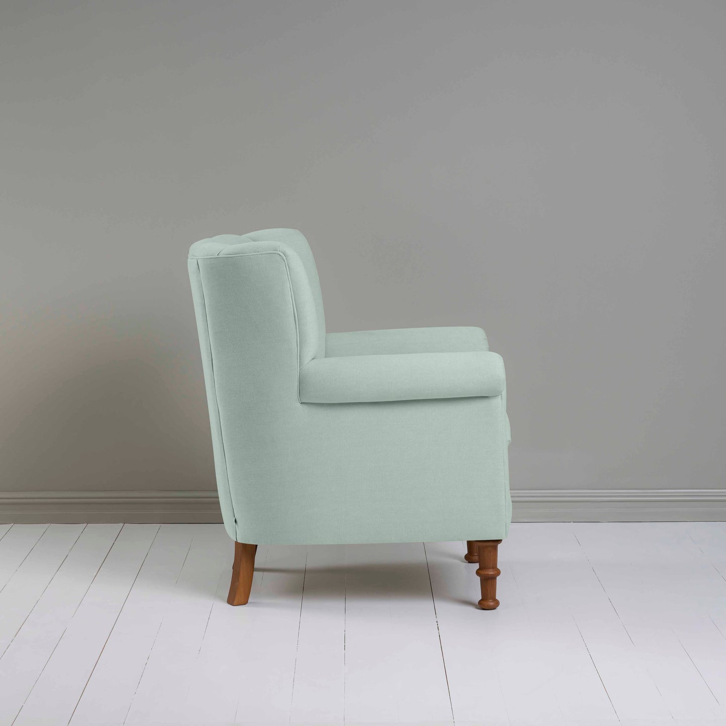 Time Out Armchair in Laidback Linen Sky, Side View - NiX