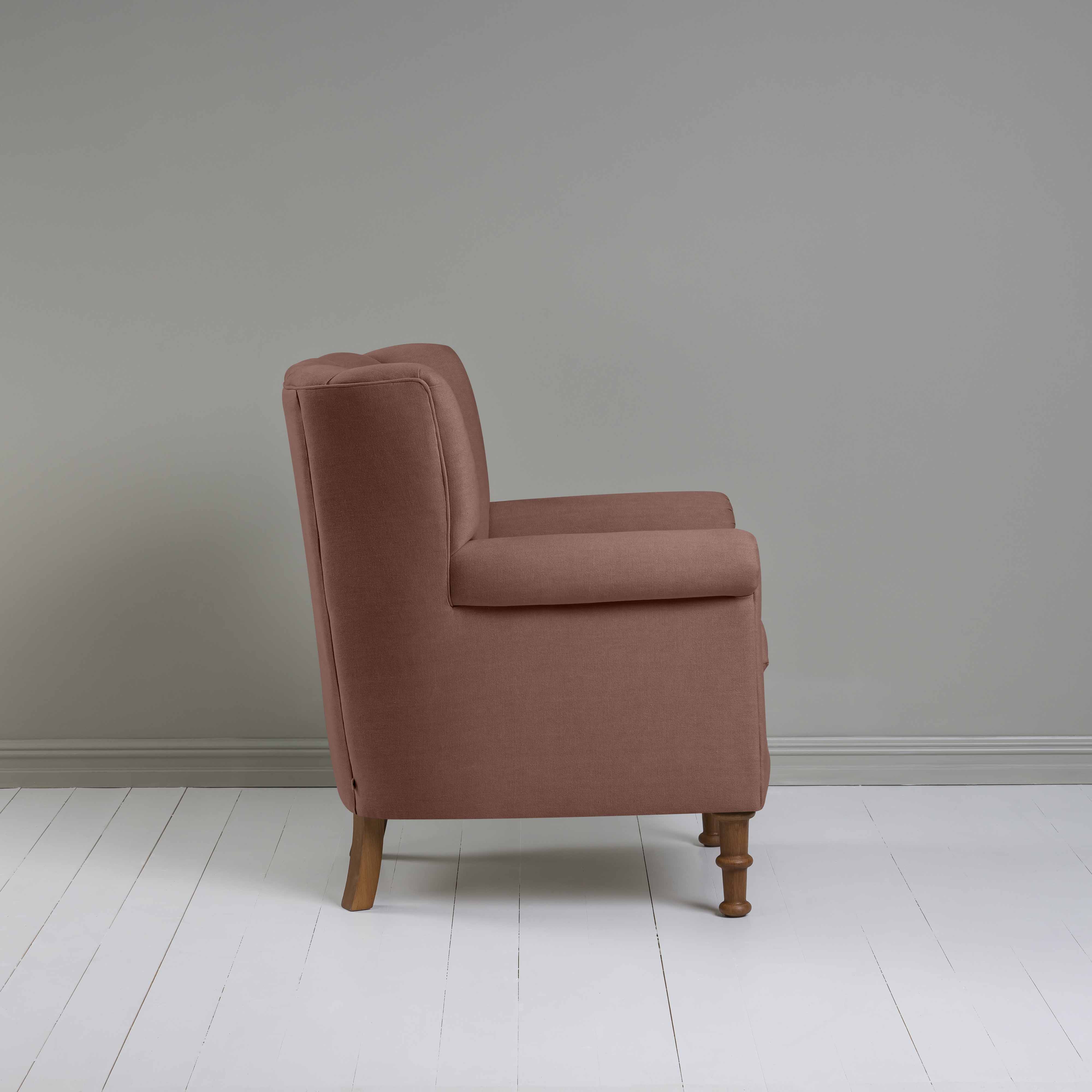 Time Out Armchair in Laidback Linen Sweet Briar, Side View - NiX