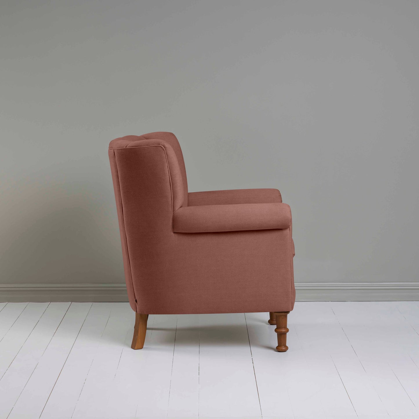 Time Out Armchair in Laidback Linen Sweet Briar, Side View - NiX