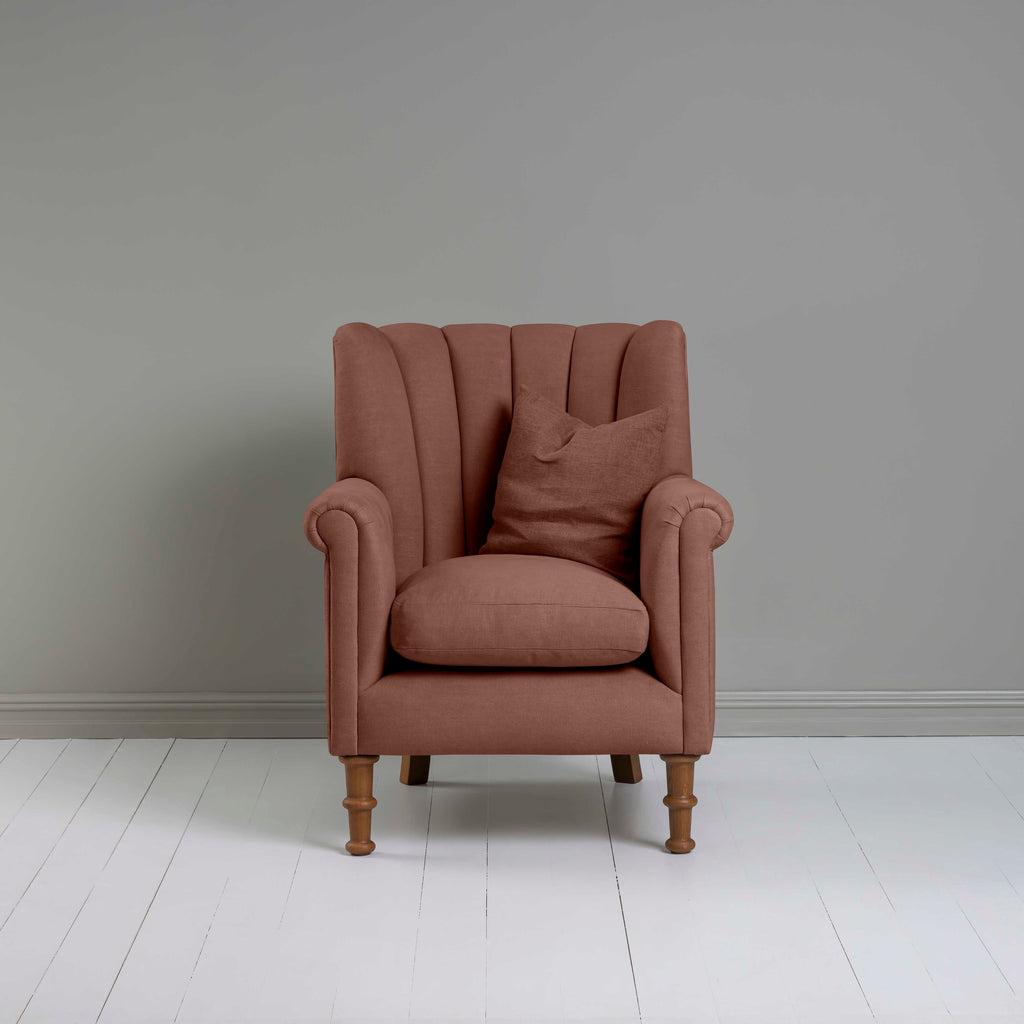 Time Out Armchair in Laidback Linen Sweet Briar, Front View With Matching Cushion - NiX