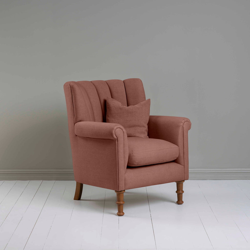 Time Out Armchair in Laidback Linen Sweet Briar, Side View With Matching Cushion - NiX