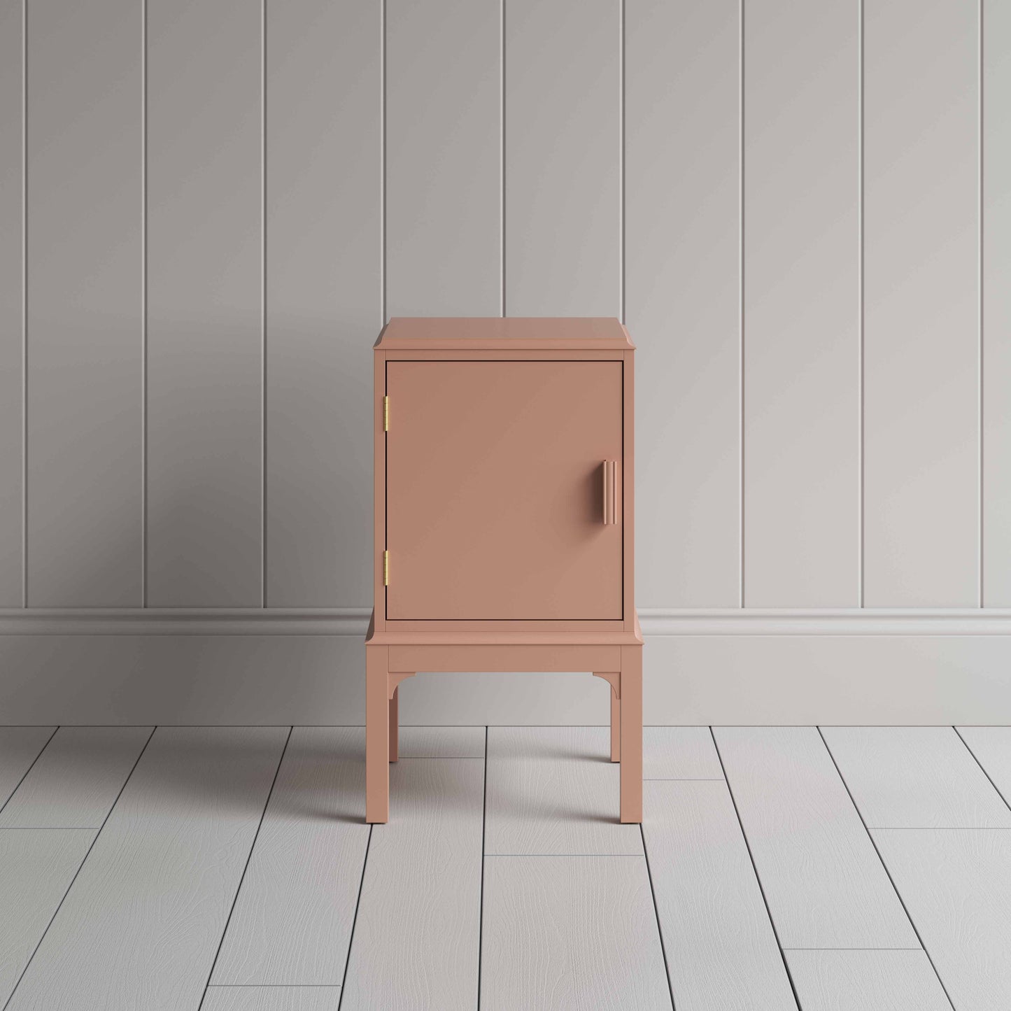 Front View of Bits and Bobs Bedside Table, Blush Pink, Left Hand Side - NiX  By Nicola Harding & Co.