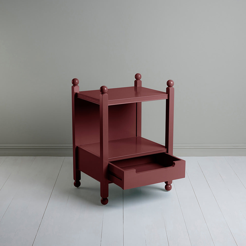 Slumber Red Bedside Table With Open Drawer - By NiX Studio