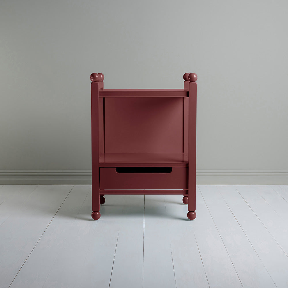 Slumber Red Bedside Table, Front View - Nicola Harding & Co.
