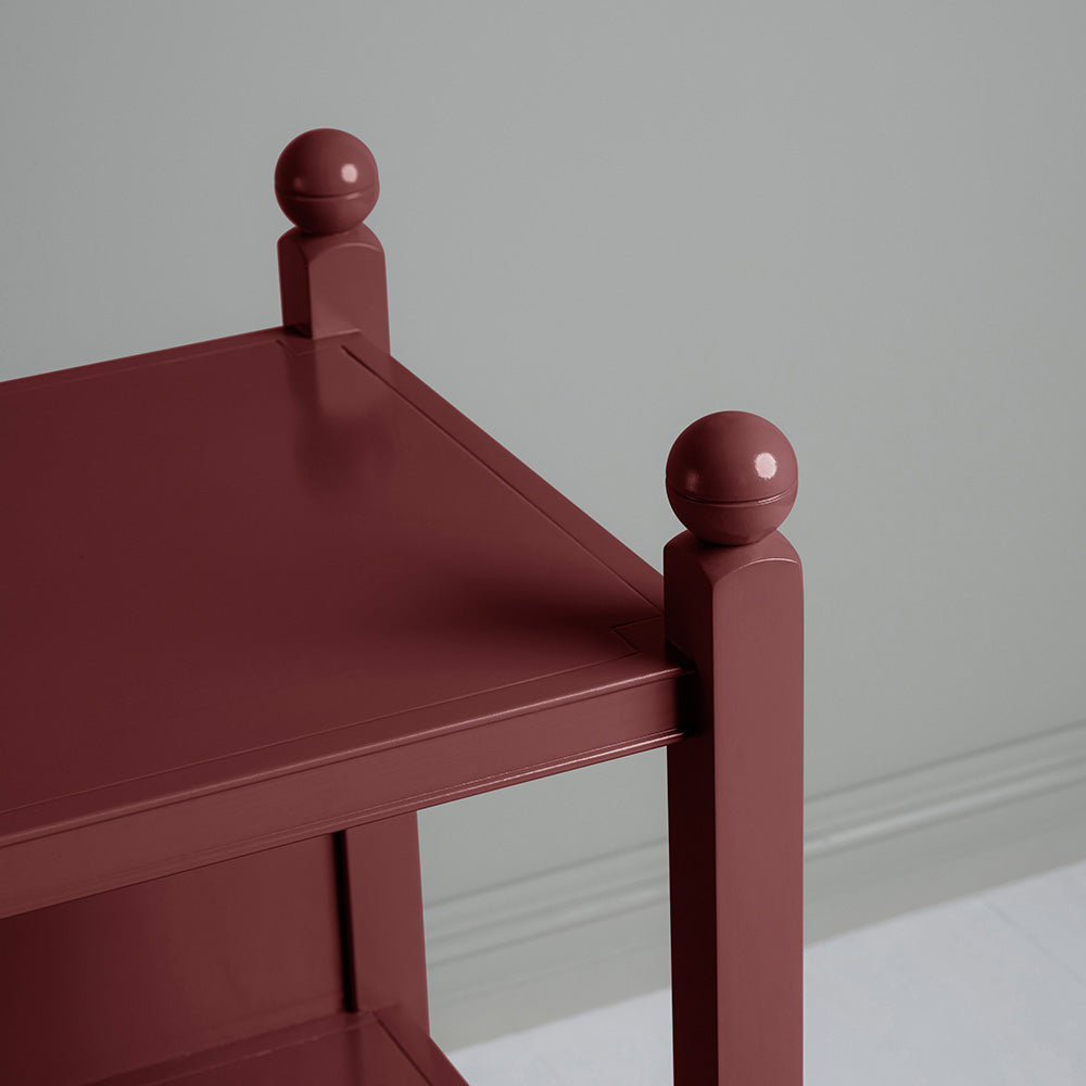 Slumber Red Bedside Table, Legs Design Closeup - By NiX Studio