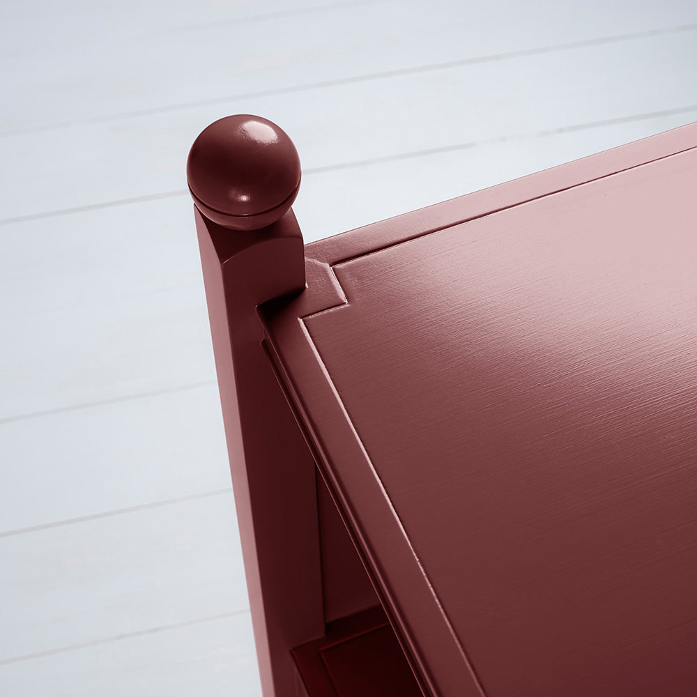 Design Closeup of Slumber Red Bedside Table - Nicola Harding