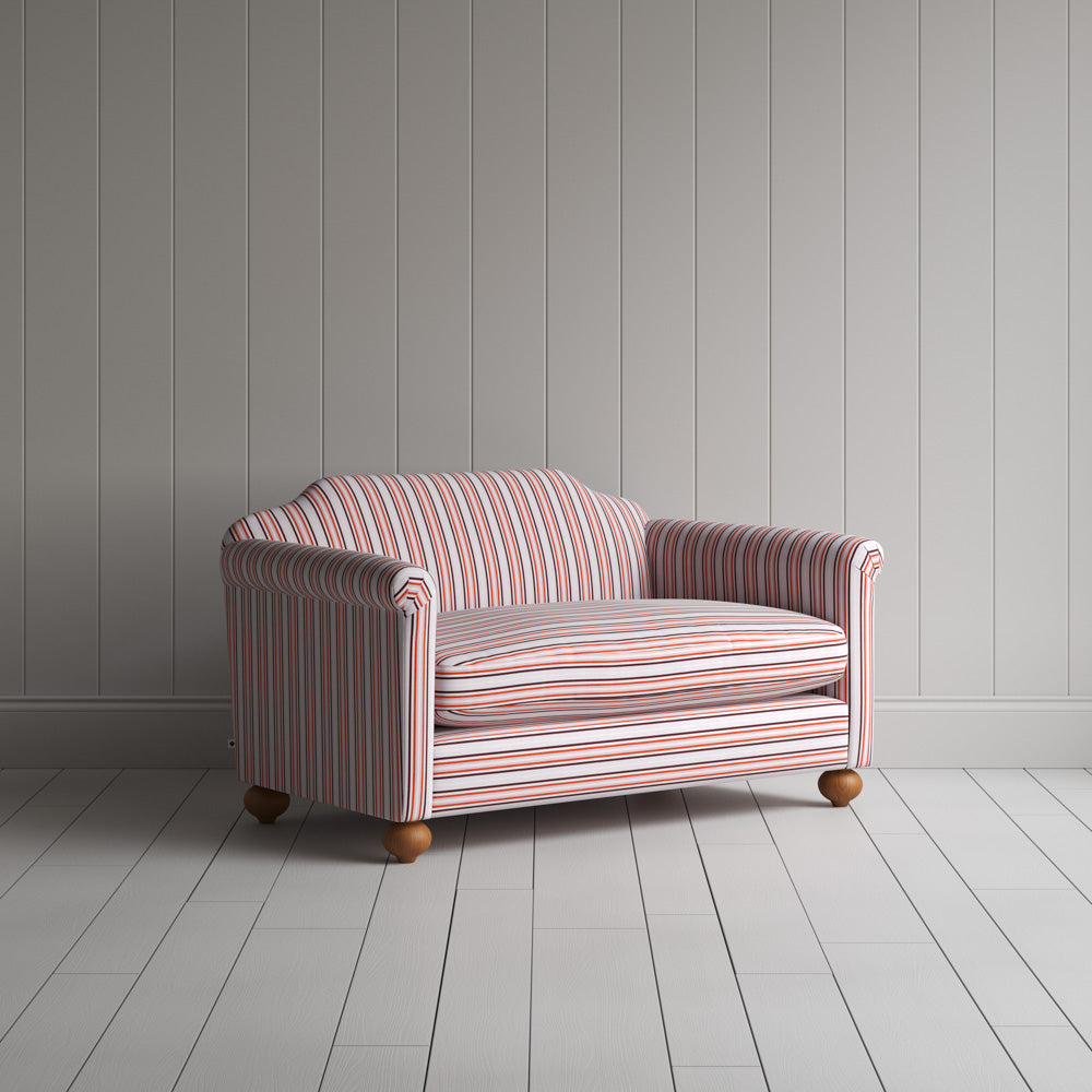 Dolittle Big Love Seat in berry slow lane cotton linen, angled view by NiX.