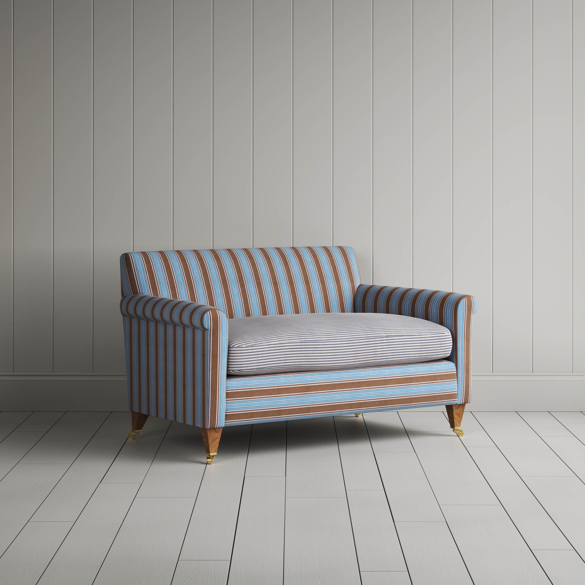 Angled view of the Regatta Blue Idler love seat by NiX
