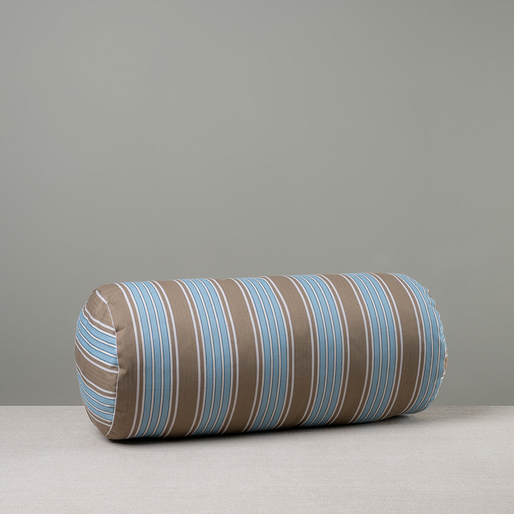 Bask Bolster Cushion in Regatta Cotton, Blue - Nicola Harding