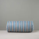 Front Side of Bask Bolster Cushion in Slow Lane Cotton Linen, Blue - Nicola Harding