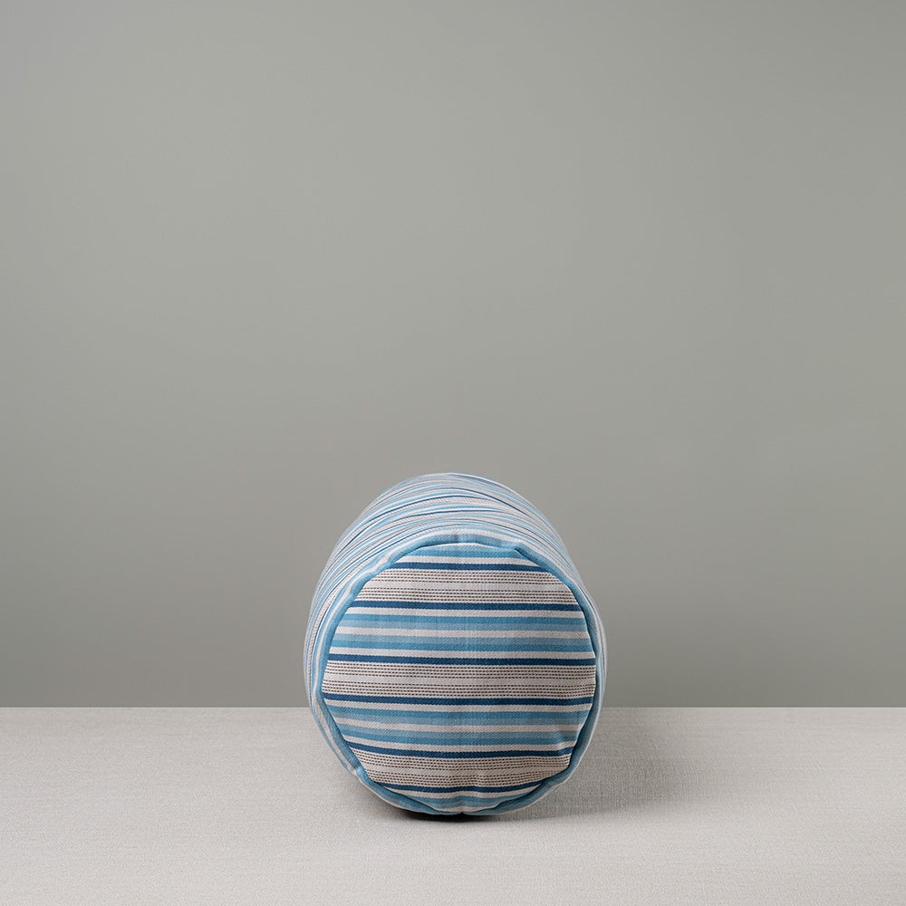 Bask Bolster Cushion in Slow Lane Cotton Linen, Blue
