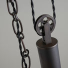 Ceiling Light Rise Pendant, Brass Pully Wheel Closeup -  By NiX